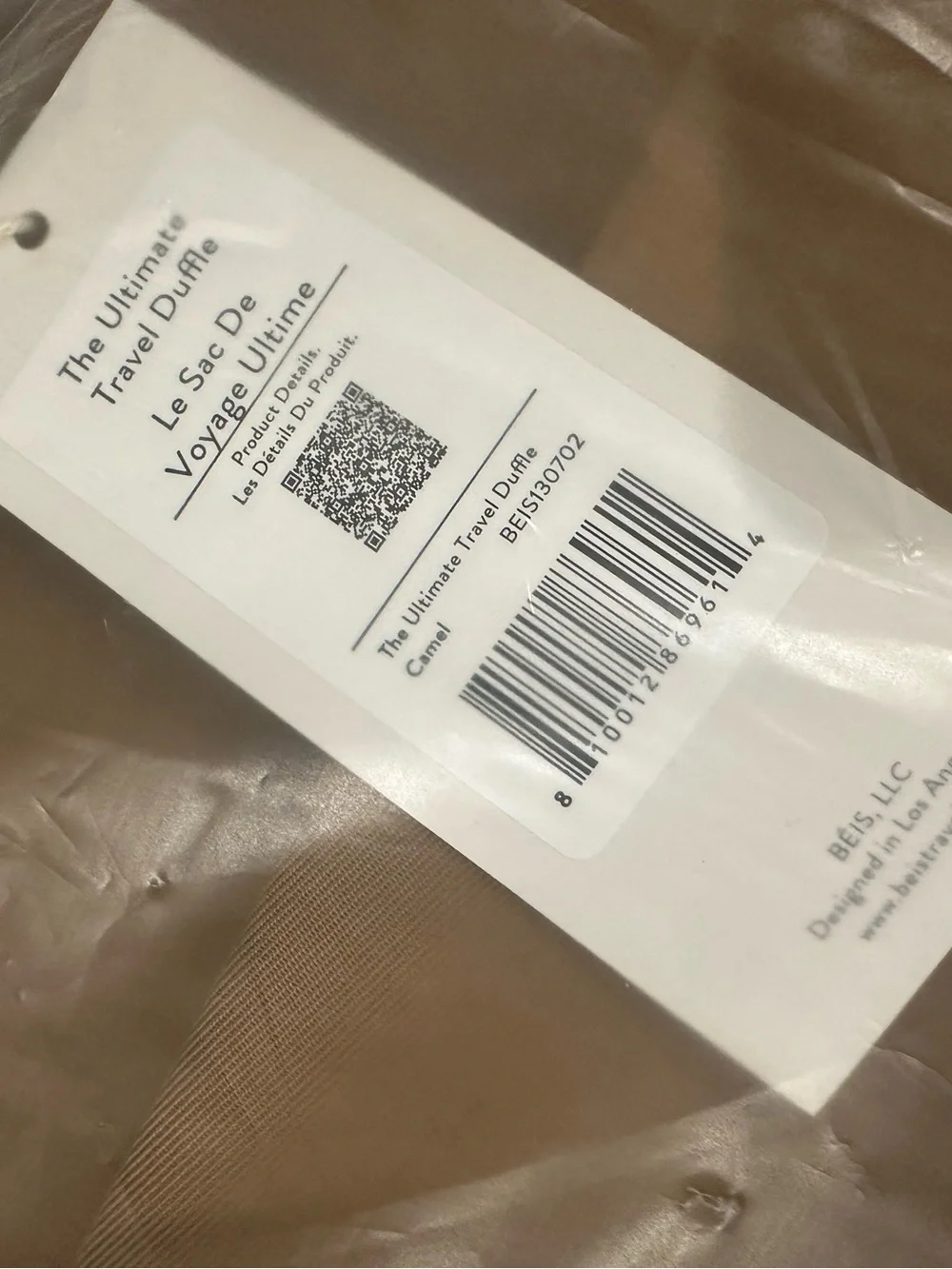 NWT - BEIS Ultimate Travel Duffle  in Camel